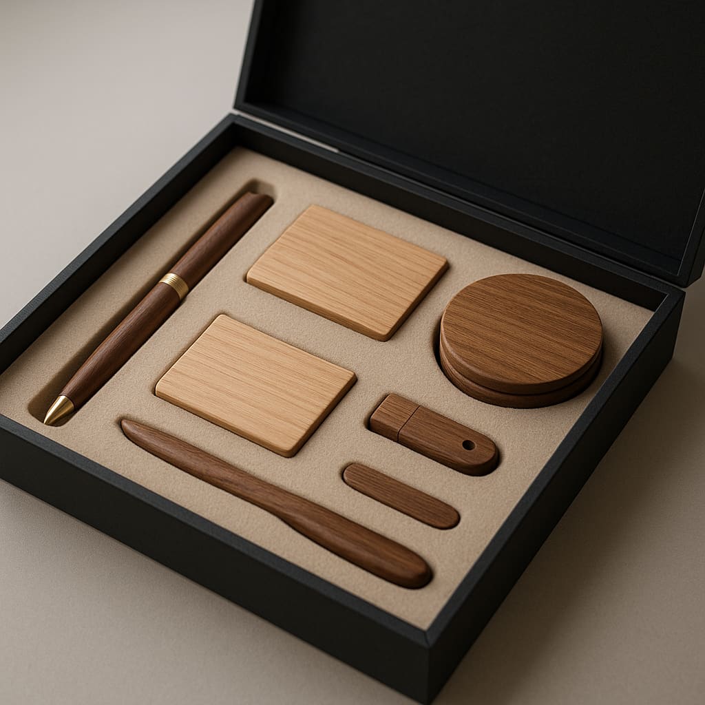 Elegantes Holz-Geschenkset für Unternehmen