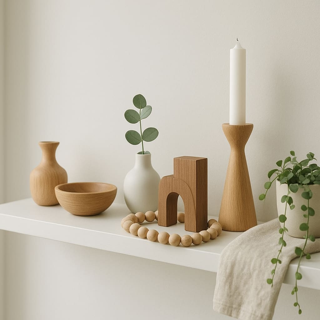 Moderne Holzdeko im Wohnbereich